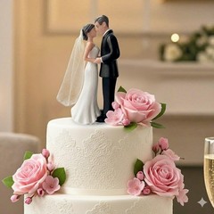 Wedding Cake Topper Bride and Groom Figurine with Veil for Wedding Bridal Shower