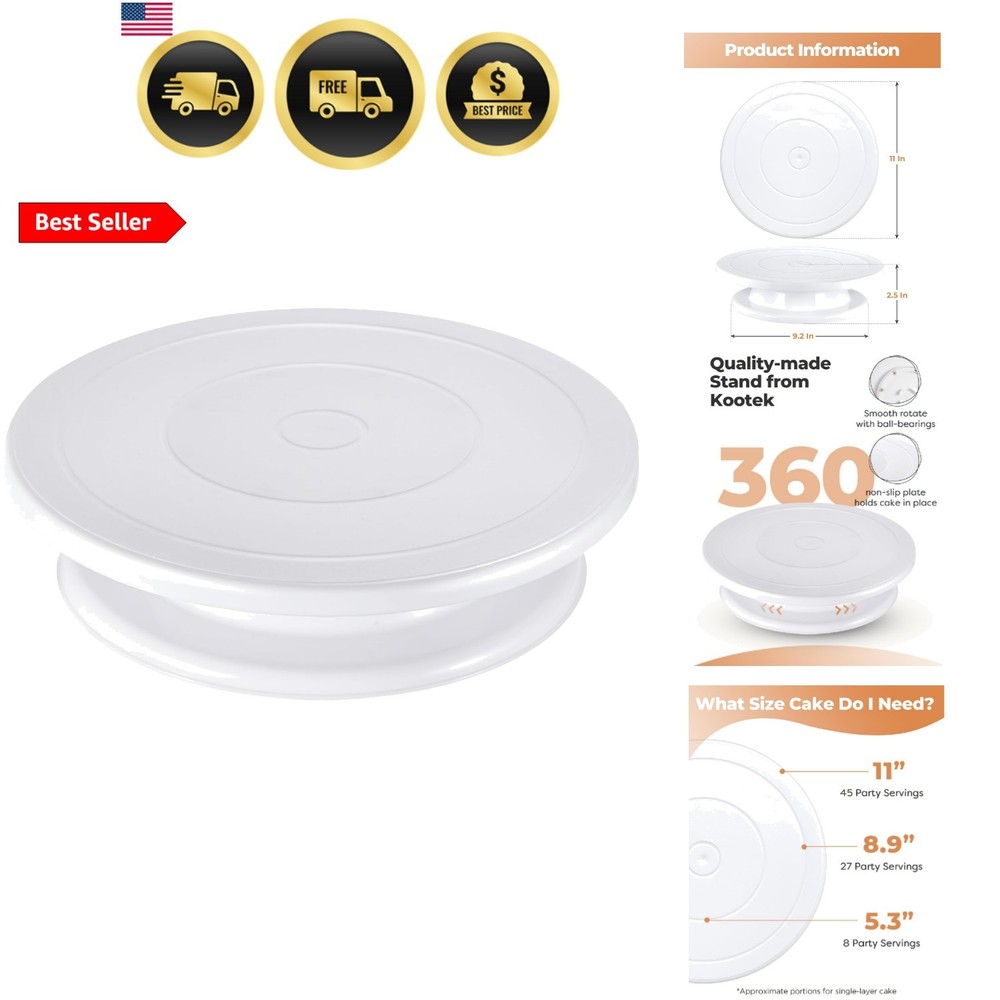 Cake Turntable 11 Inch Rotating Spinner Stand for Decorating and Display