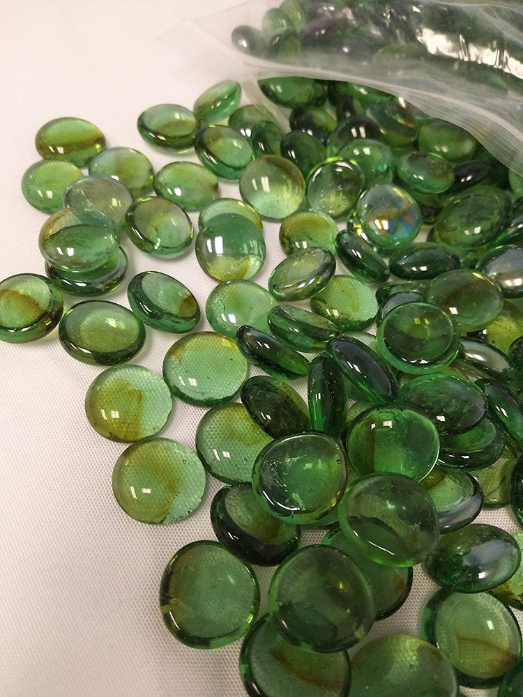 10 Lb. Flat Glass Marbles/Pebbles for Vase Filler Etc (Green, 0.65″ ~900 PCs)