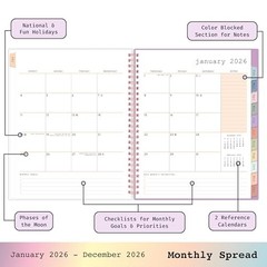 WAAV 2026 Weekly and Monthly Planner Calendar, January 7″ x 9″ Bailey- 2026