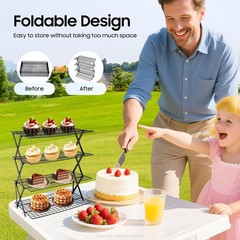4-Tier Baking Cookie Cake Display Rack Cooling Shelf Gourmet Food Storage Holder