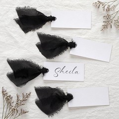 50 PCS Black Name Place Cards Table Setting Blank Ribbon 1.57×3.54 Inch