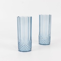 6 DUSTY BLUE 14 oz Crystal Plastic DRINKING GLASSES Party Events Disposable