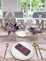 Set of 6 Mini Floral Centerpieces for Wedding & Home Decor – Purple Bouquets