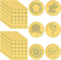 540 Pcs Wedding Gold Wax Seals Stickers Embossed Envelope Gold Foil Self Adhesiv