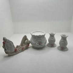 Forever True Precious Moments Enesco Wedding Unity Candle Set white pink set 4