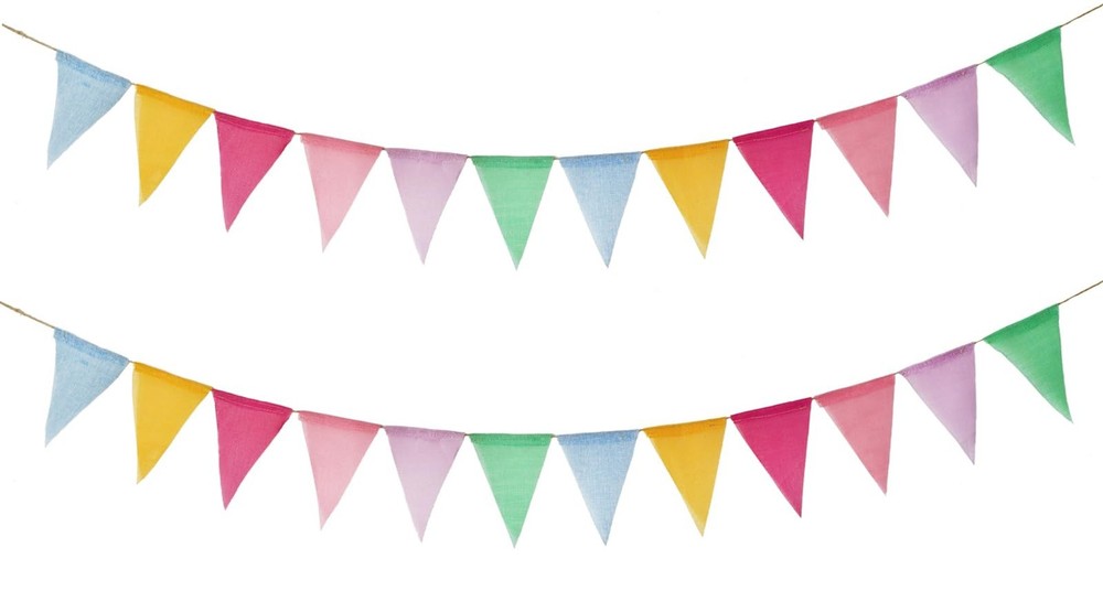 Colorful Pennant Banner, 24pcs Pre-Strung Imitated Burlap Fabric Pastel Rainb…