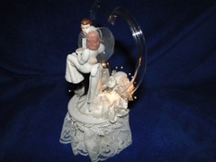 New Lighted Wedding Cake topper with Bride & Groom Over the Threshold