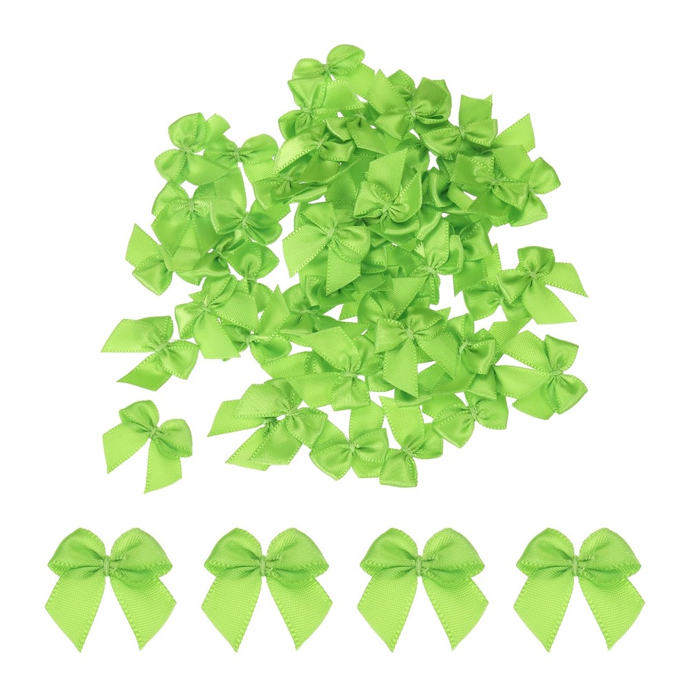 50Pcs Mini Ribbon Bow 1 inch Mini Fabric Satin Ribbon Flower Bows Fruit Green
