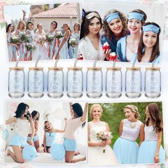 Tanlade 8 Pcs Bridesmaid Proposal Gifts 16 oz Glass Cups Maid of Honor Gift M…