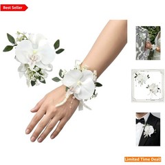 White Floral Boutonniere and Wrist Corsage Kit – Perfect for Formal Events