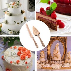 13.78 inch Rose Gold Wedding Cake Knife Server Set SUS304 Stainless Steel