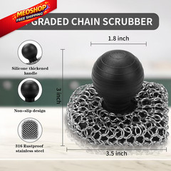 Cast Iron Scrubber with Pan Scraper, 316 3.1inch*3.5inch*3inch, Black