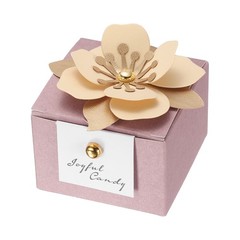 Wedding Favor Box with Light Yellow Floral Decor, (2.5 x 2.5 Inch, Pink)(25 Pcs)