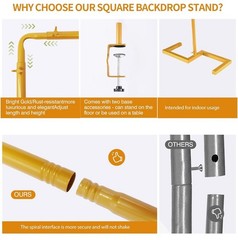 8.2FT Square Arch Backdrop Stand Metal Gold.Heavy Duty Adjustable. Arch Stand.