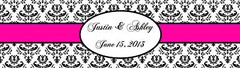 100 Damask 1 Pink Wedding Anniversary Baby Shower Water Bottle Labels 8″x2″