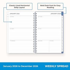 2026 Weekly and Monthly Planner Calendar, January 2026 – 5″ x 8″ Lindley- 2026