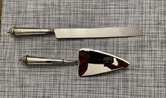 Towle Silver Tone Wedding Cake Server 2pc set