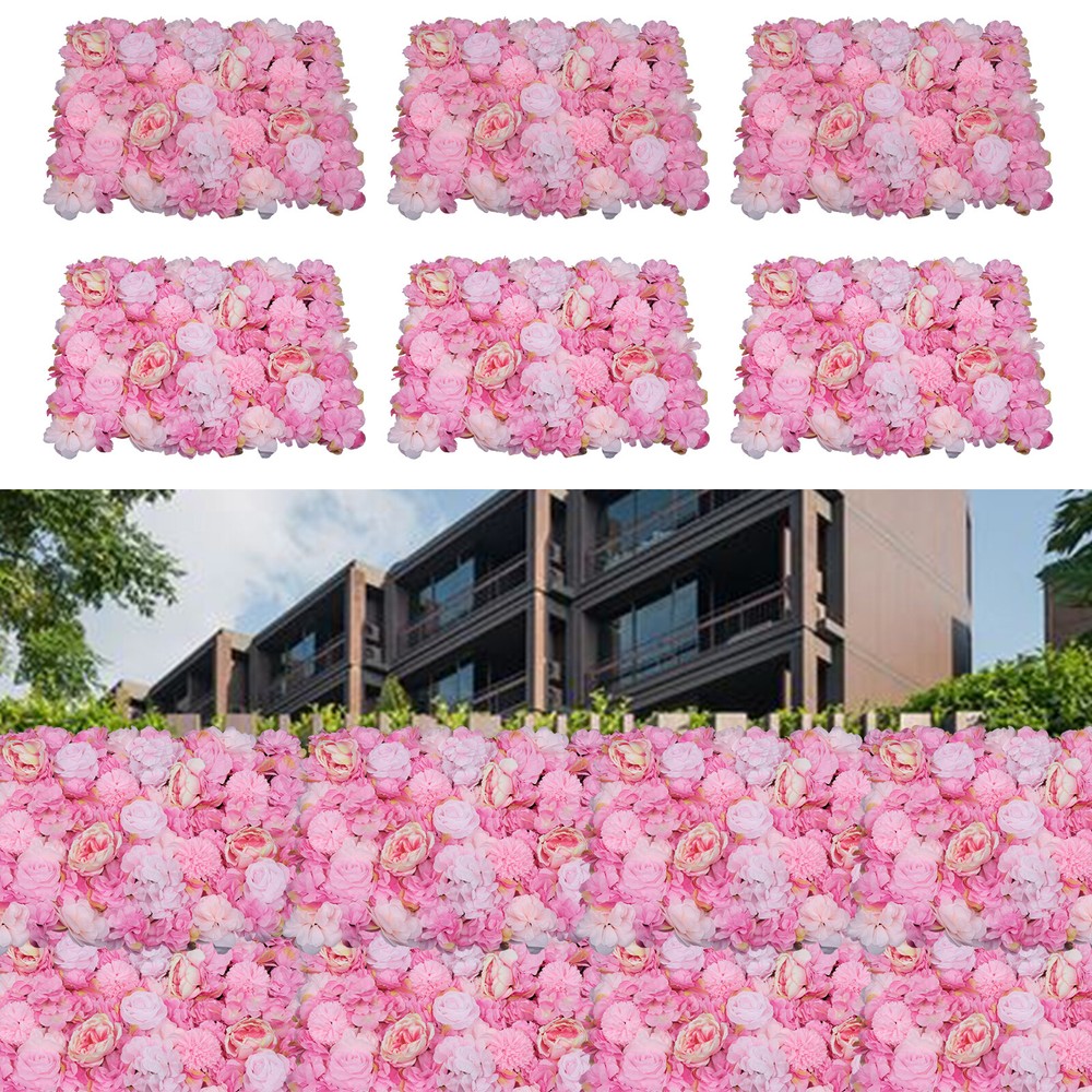 Artificial Flower Wall 6 Pieces Dark Pink Dahlia Peony Rose Wedding Party Decor