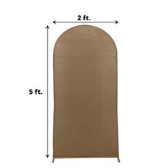 5 ft TAUPE Matte Fitted Spandex Round Top Arch Backdrop STAND COVER Party