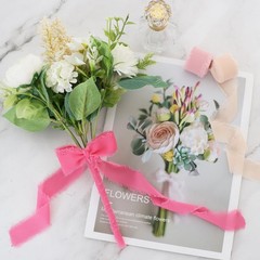 3 Rolls Nude Pink Chiffon Ribbon – 1 inch x 5 Yards, Silk Fabric for Gift Wra…