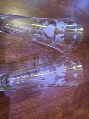 Wedding Toasting Fluted Champagne Glasses Lovebird And Hearts