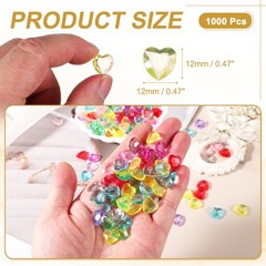1000Pcs Acrylic Heart Gems Heart Shaped Bauble Vase Fillers Ornaments Yellow