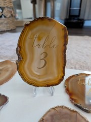 Agate Wedding Table Numbers Set Polished Finish Mixed Colors Centerpiece