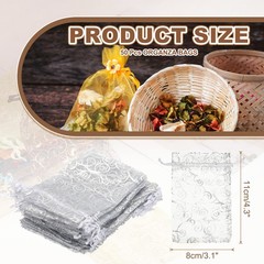 50Pcs Organza Bags 3.1×4.3 Inch Candy Bags Mesh Bag Jewelry Bag White-Silver