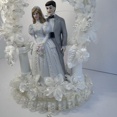 Vintage 1990’s Wilton Cake Topper GRAY SUIT Dark /Light Hair Designer series
