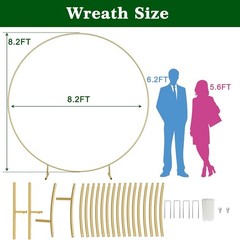 6.6FT Round Backdrop Stand Golden Circle Balloon Arch Wedding Ring Arch Stand