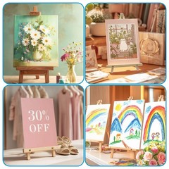 6 Pack 9 Inch Wood Easels, Tripod, Table Top Easels for Painting, Art Craft P…
