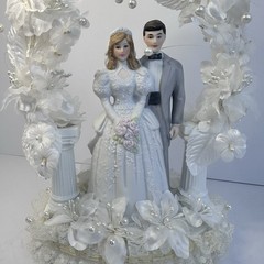 Vintage 1990’s Wilton Cake Topper GRAY SUIT Dark /Light Hair Designer series