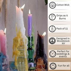 Candlestock Hippie Drippy Drip Candles – Pack of 11 Dripping 1 Of Each Color