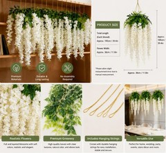 16X Artificial Wisteria Vine Garland Fake Flower Fern Plant Garden Wedding Decor