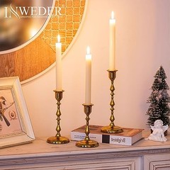 Brass Candlestick Holders Vintage: Taper Candle Holder Metal 1 Set(3 Pcs) Gold