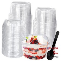 Pack 12 oz Disposable Clear Plastic Cups,PET Dessert Cups with 50 12.0 ounces