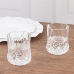 6 pcs 8 oz Crystal Cut Plastic Stemless Wine Glasses Disposable Wedding Event