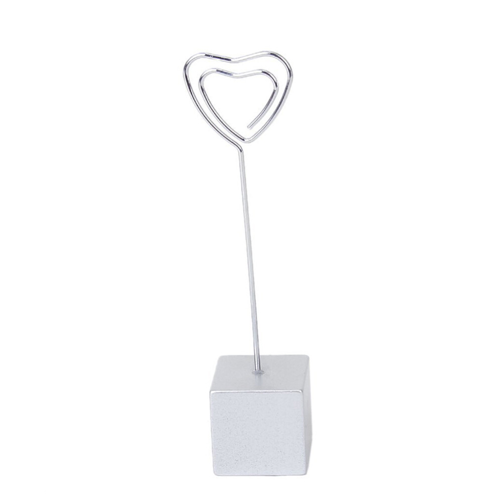 1PC Heart-Shape Card Picture Memo Photo Clip Holder Cube Base Wire Clip