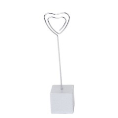 1PC Heart-Shape Card Picture Memo Photo Clip Holder Cube Base Wire Clip