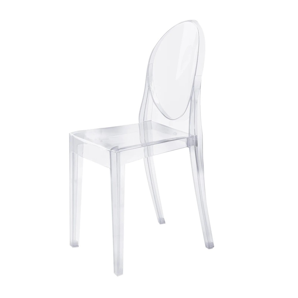 4 Clear Stackable Transparent Acrylic Banquet Chairs Oval Back Party Decorations