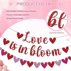3 Pack Glittery Heart Garland Banner Pre-Strung Heart Bunting Valentines Day