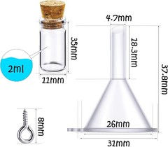 Yungyan 50 Pieces Small Mini Glass Bottles Jars with Cork Stoppers 2ml, Clear
