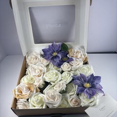 25 Ling’s Moment Artificial Foam Ivory Dusty Pink Roses Stems & Leaves Flowers