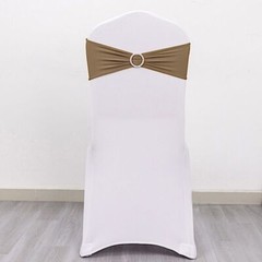 10 Taupe Spandex CHAIR SASHES with Silver Round Buckles Wedding Decorations SALE