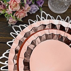 25 ROSE GOLD Metallic Round 12″ Paper Dinner Plates Geometric Design Tableware