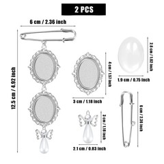 SAVITA 2pcs Wedding Bouquet Photo Charms with 4pcs Oval Glass Cabochons, Classic
