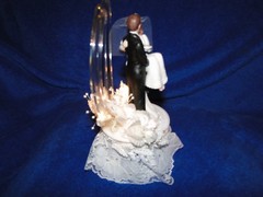 New Lighted Wedding Cake topper with Bride & Groom Over the Threshold