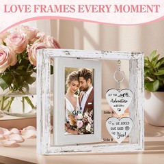 Engagement Gift Set for Couples with Picture Frame and Coffee Mugs for Newlyweds