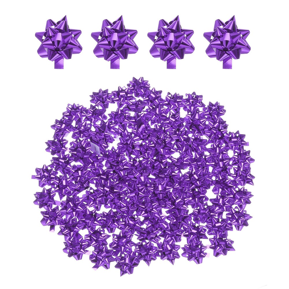 100pcs 1″ Mini Star Gift Bows Metallic Christmas Bows for Gift Wrapping, Purple